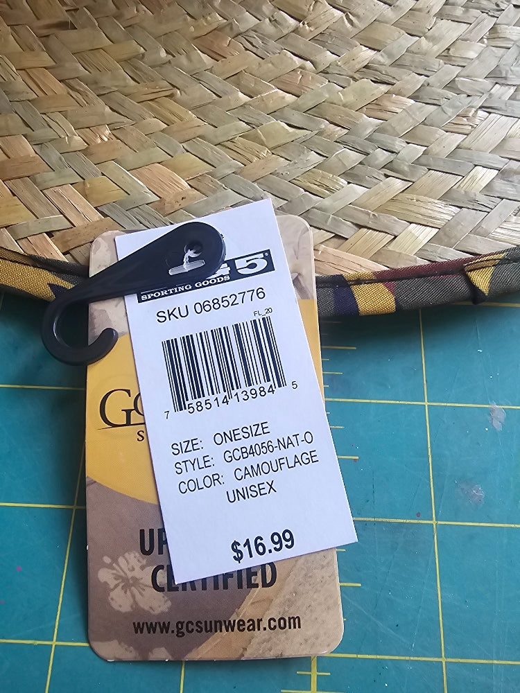 Goldcoast Sunwear Lever 4.5" Brim Straw Lifeguard Hat - Camouflage