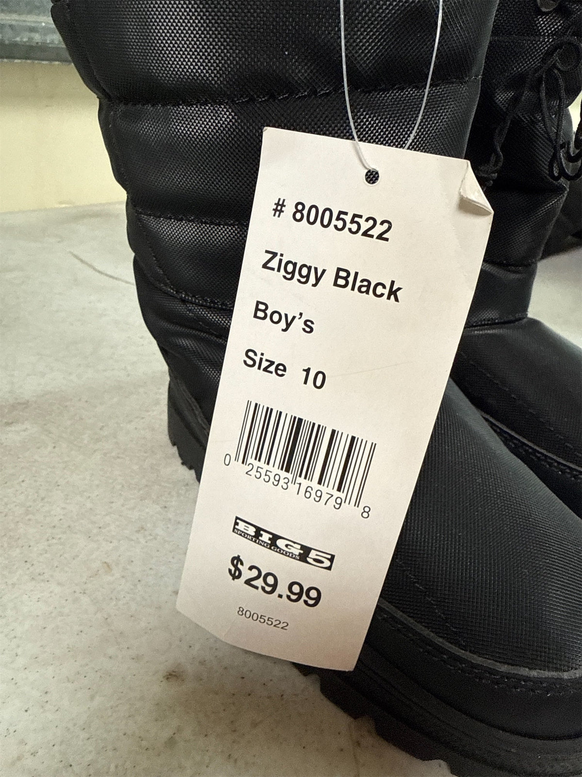 Rugged Exposure Ziggy II Junior Winter Boots - Black, Size 10