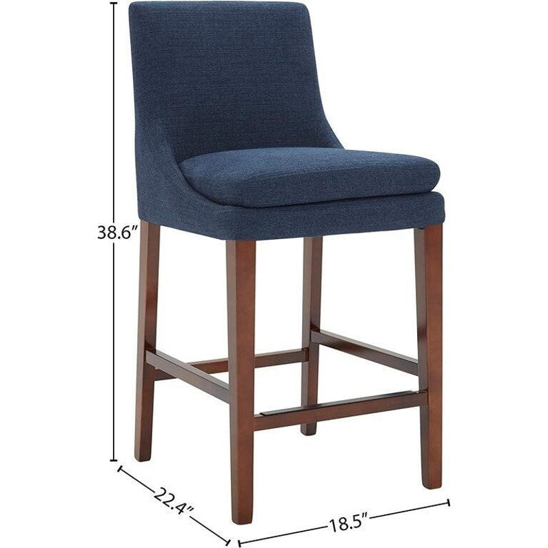 Stone & Beam Elise Upholstered Barstool, Blue