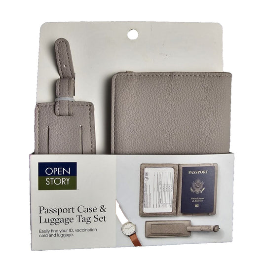Open Story Passport Case & Luggage Tag Set - Tan