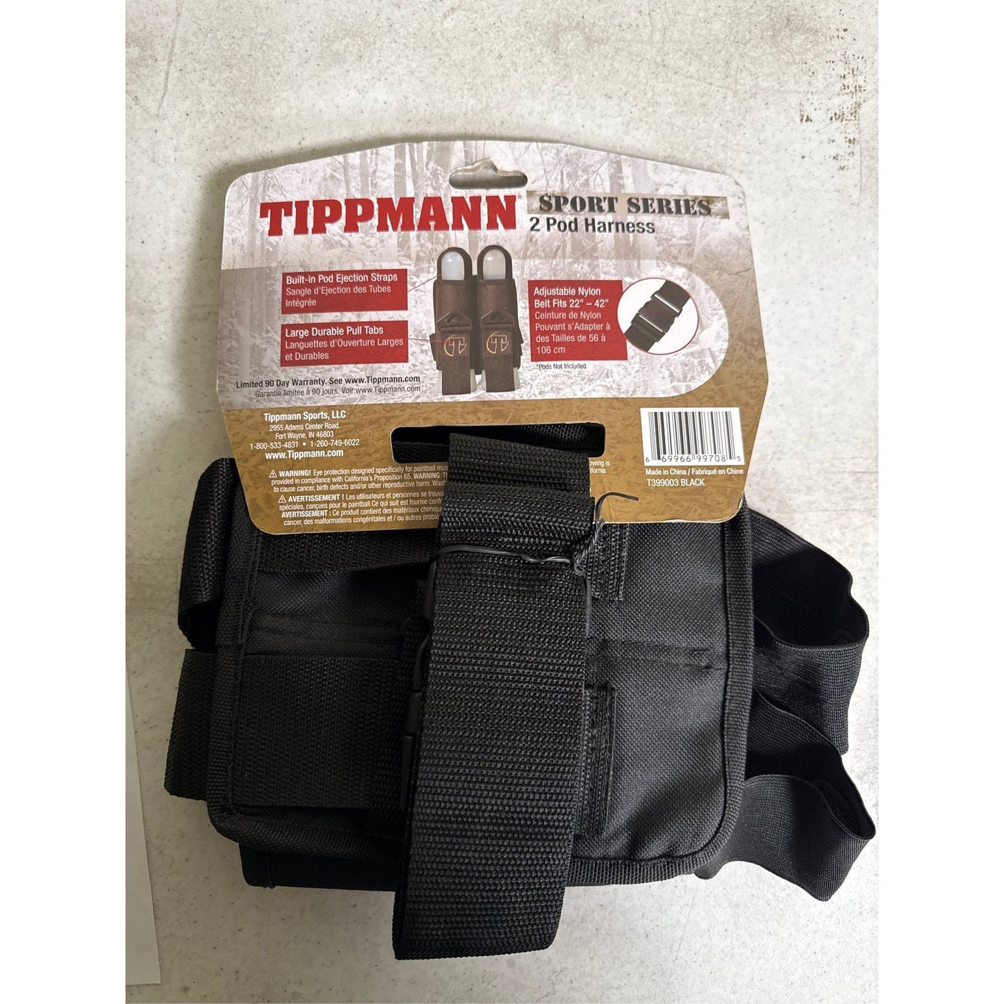 Tippmann 2-Pod Paintball Sport Harness Holds Pods Only, Black