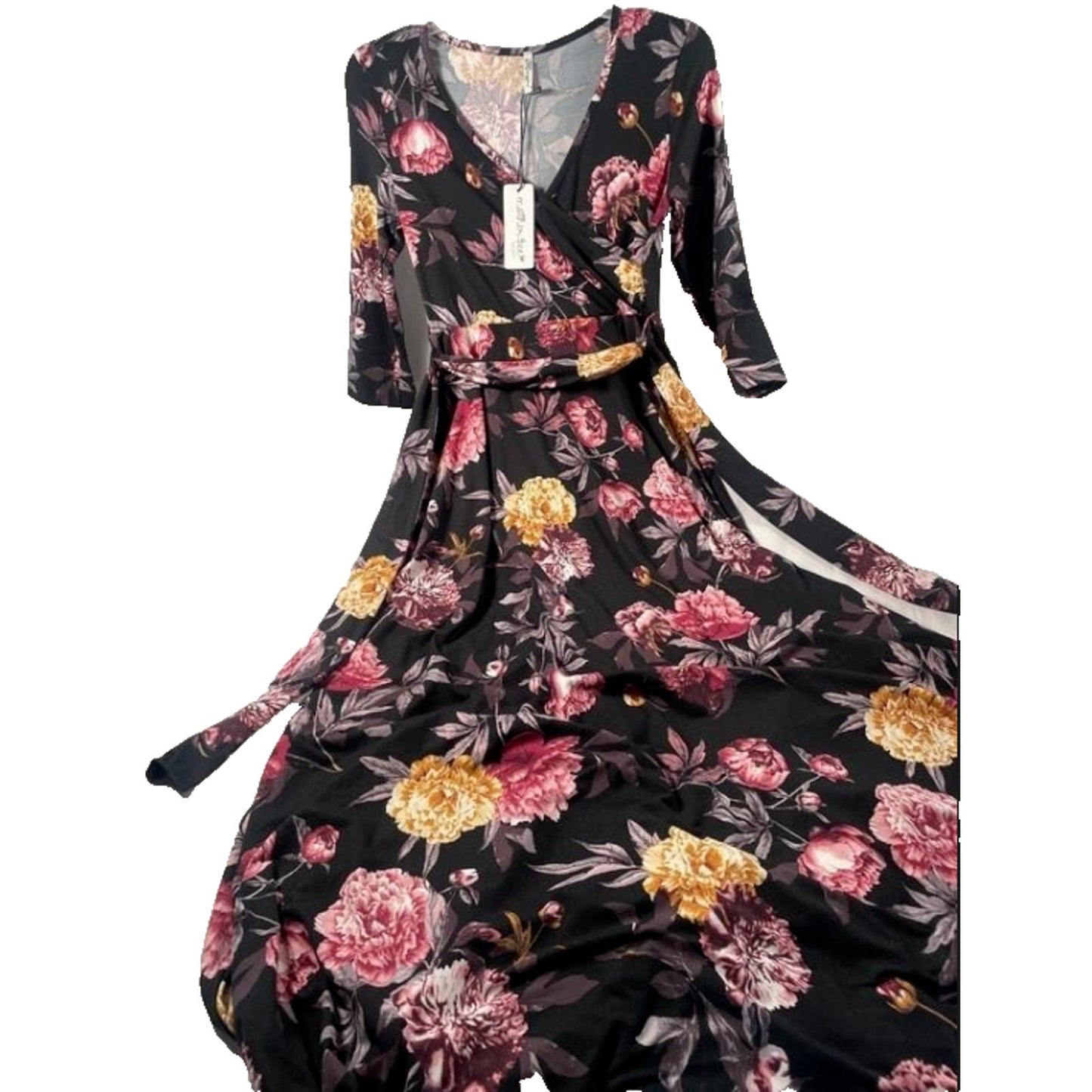 Mother Bee Maternity Black Floral Maxi Dress Size S