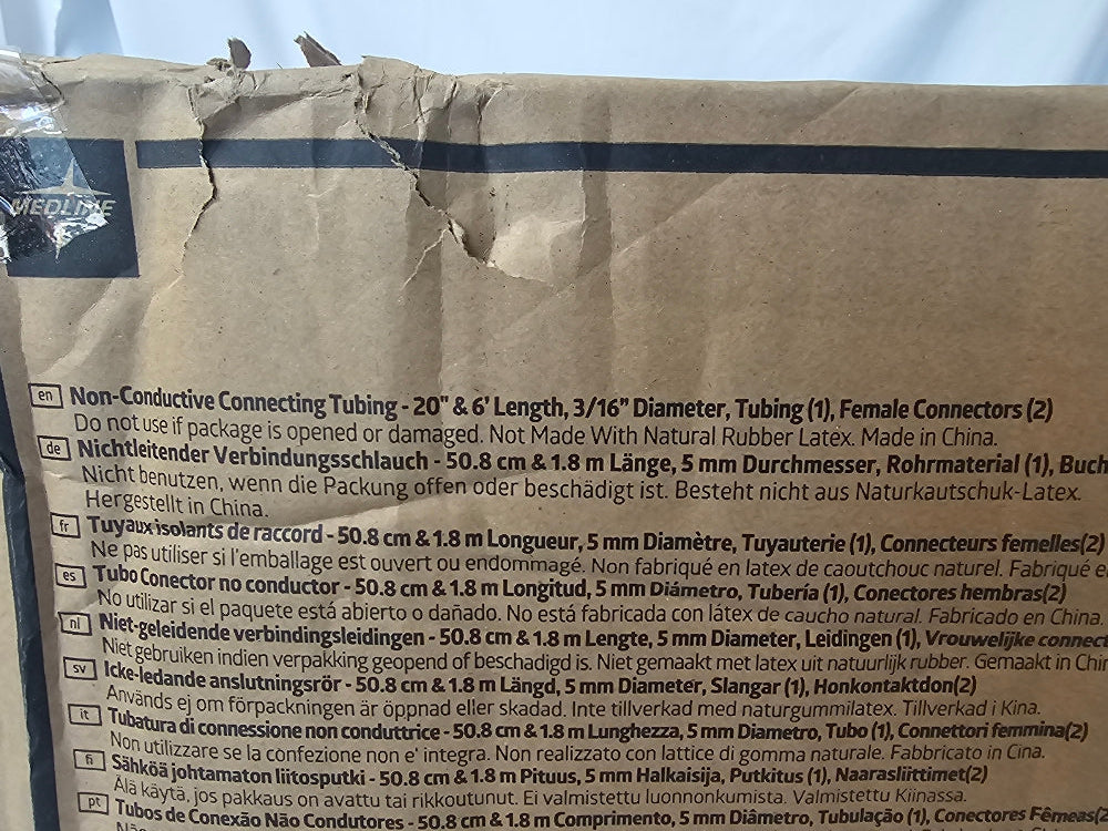 Sterile Non-Conductive Suction Tubing with Scalloped Connectors, 3/16" X 20', 3/16" X 6', Case of 50