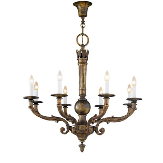 Traditional 8 Candle Bronze Casting Chandelier