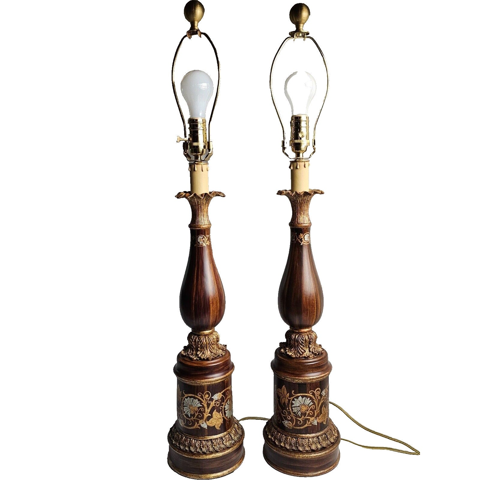 Bradburn Gallery Hand Painted Rosewood Lamps Pair