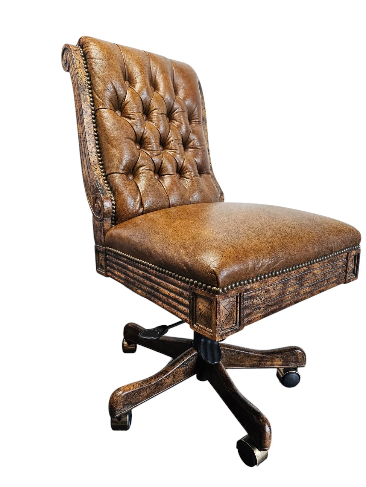 Our House Designs Custom Armless Executive Swivel Office Chair with Hand Tufting