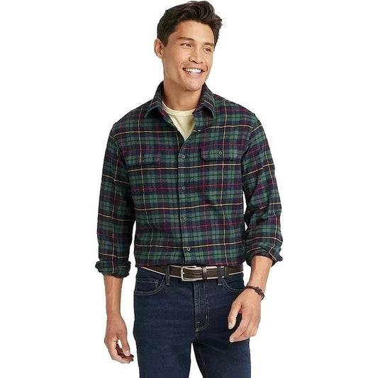 Men's Midweight Flannel Button-Down Shirt