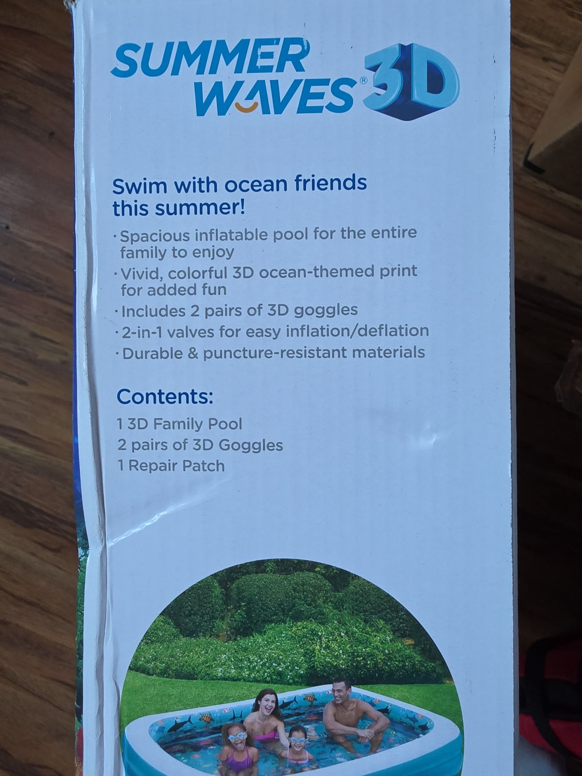 Summer Waves 3D Dolphin Inflatable Family Pool, Blue, Ages 6+