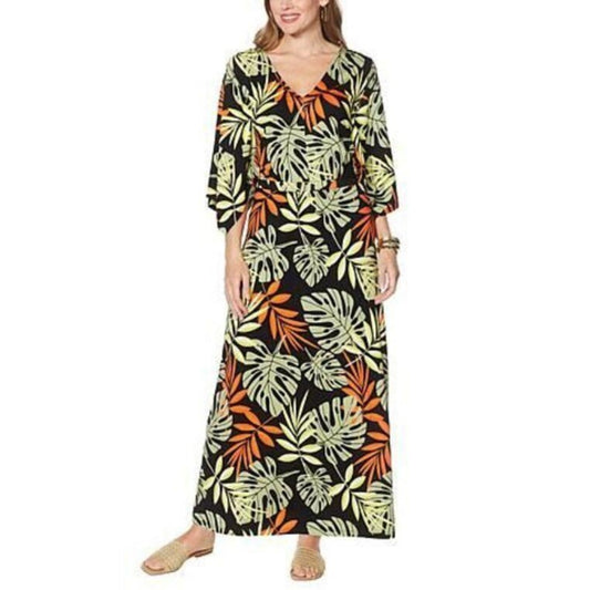 G by Giuliana EcoLuxe Knit Dress Black Palm Leaf Knit Dress