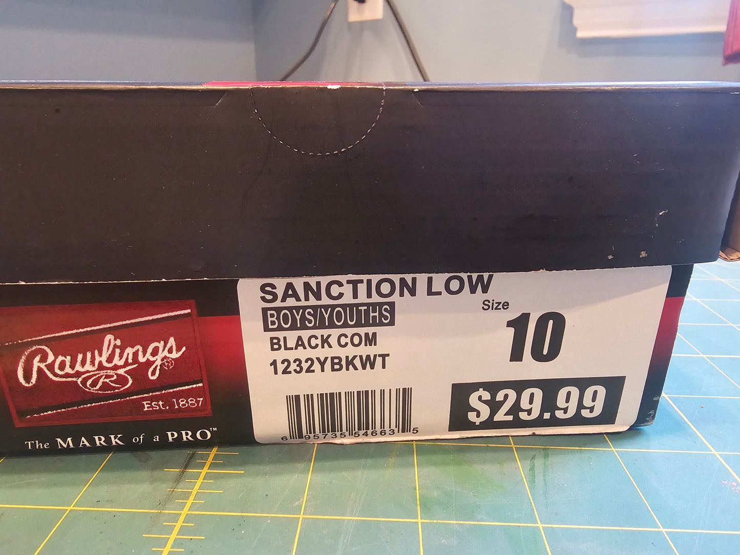 Rawlings Sanction Low Youth Baseball Cleats - Black, Size 10
