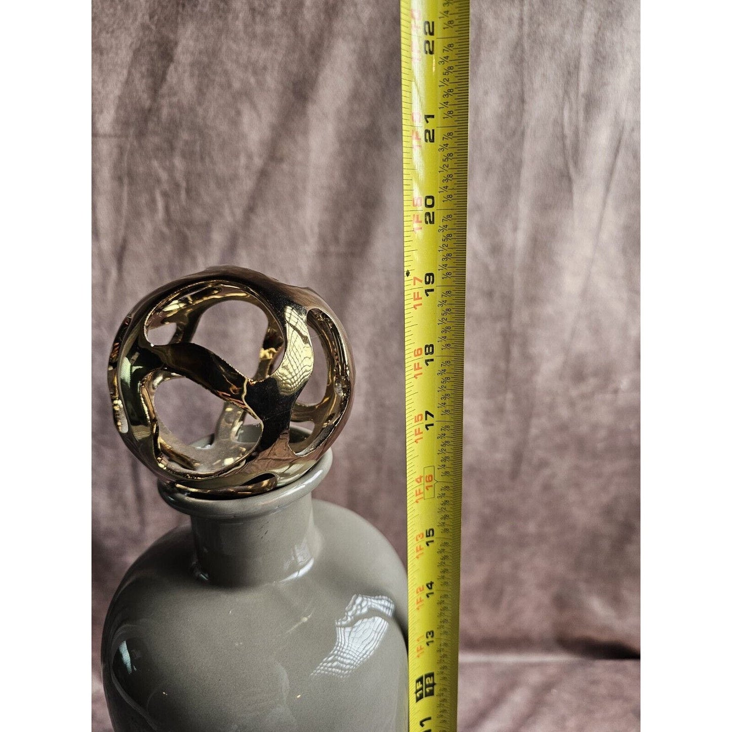 Gray Ceramic Bottle with Gold Top 20
