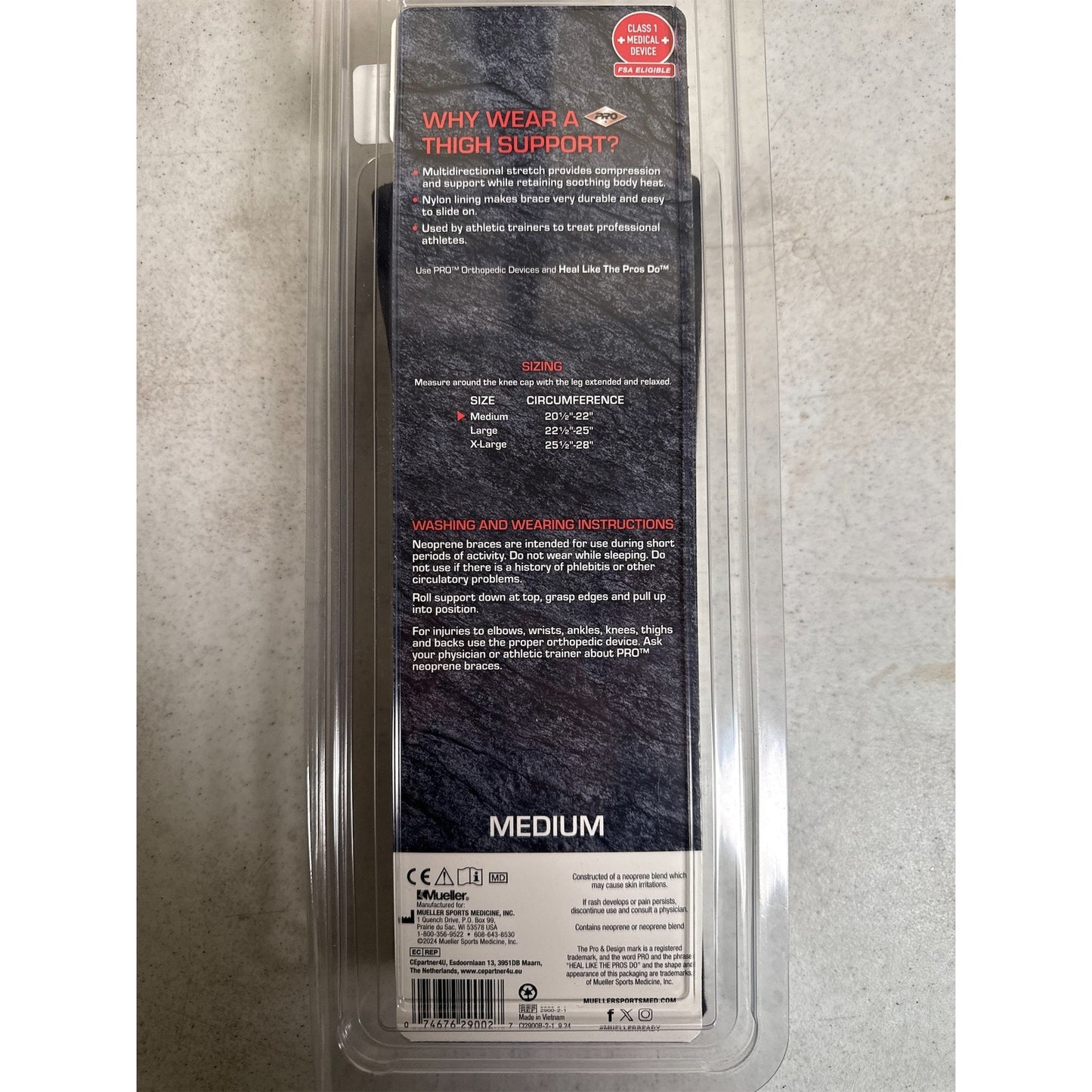 Pro Neoprene Thigh Support - Medium Size for Athletic Recovery & Comfort