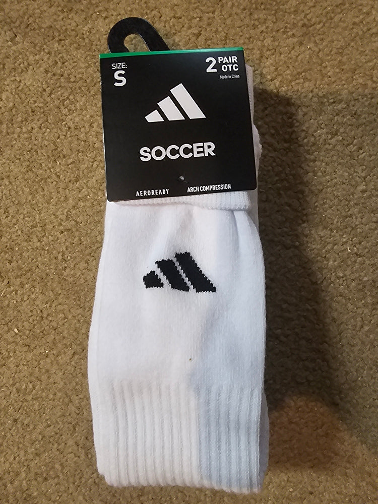 Adidas Rivalry Unisex Over-the-Calf Soccer Socks - 2 Pairs, White/Black, Size S