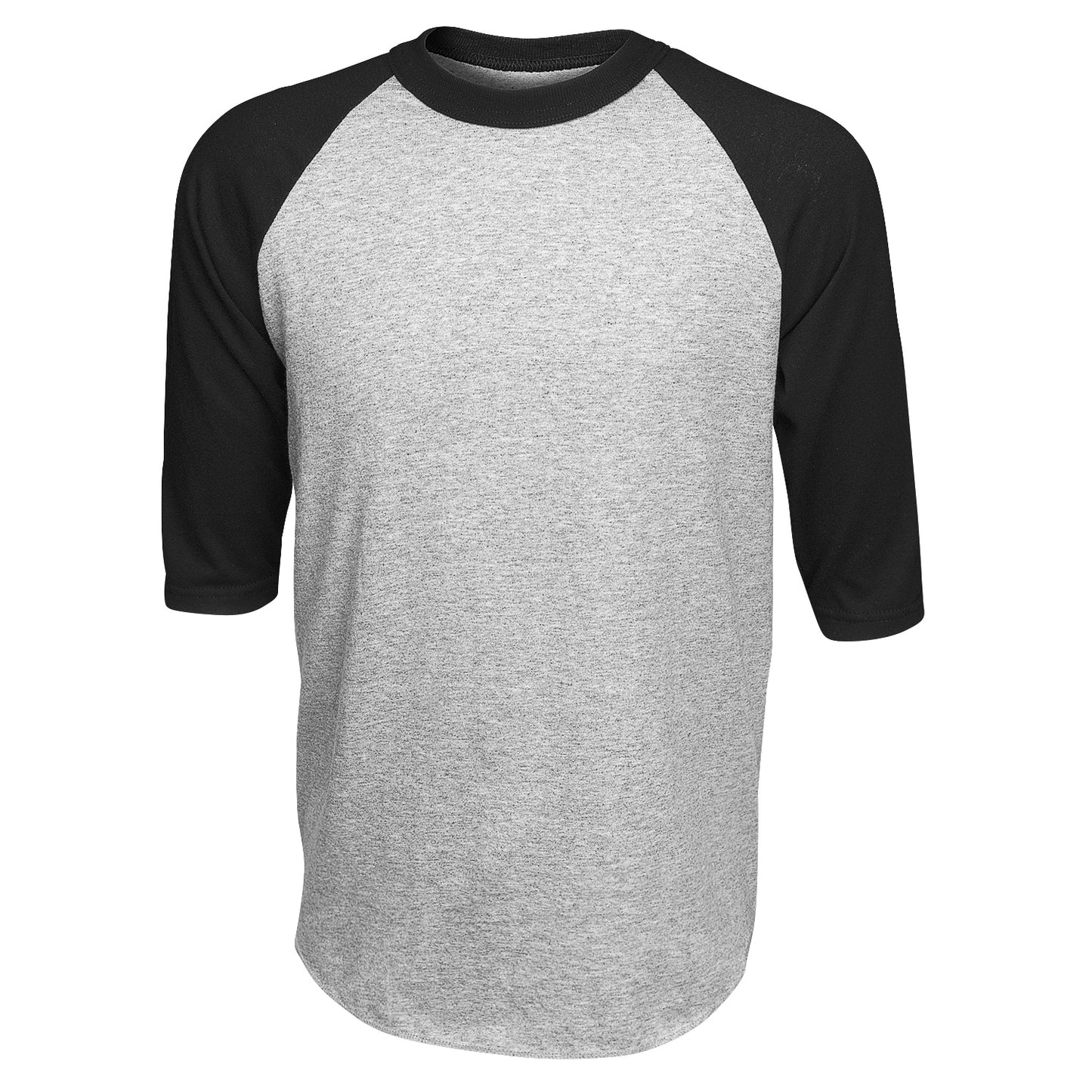 Soffe Youth Baseball/Softball 3/4 Sleeve Raglan Shirt, Grey/Black - XS