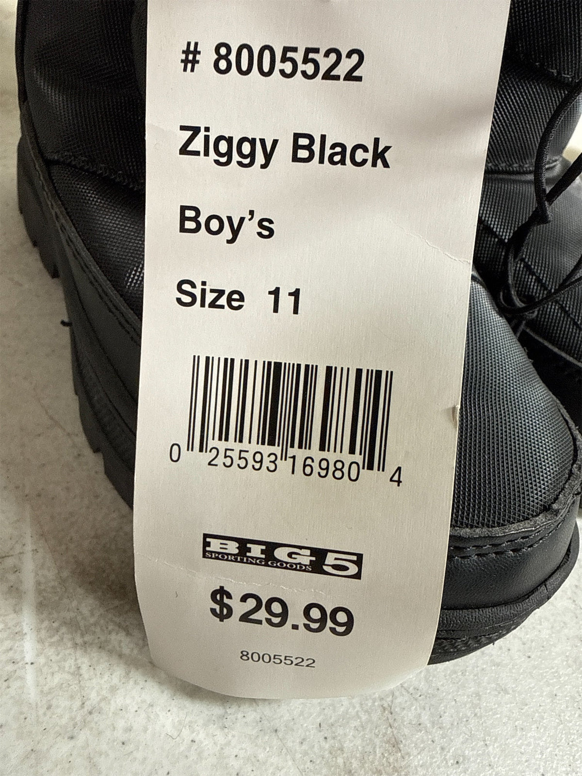 Rugged Exposure Ziggy II Junior Boys' Winter Boots - Black, Size 11