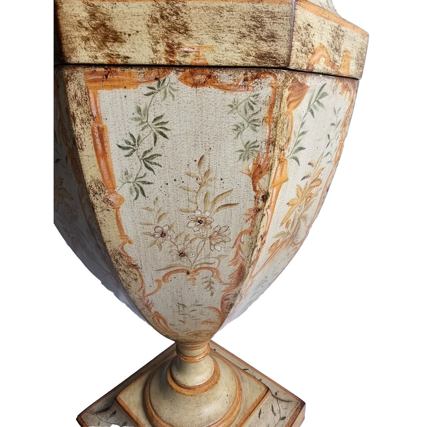2 Large Vintage Hand Painted Lidded Antique French Vases