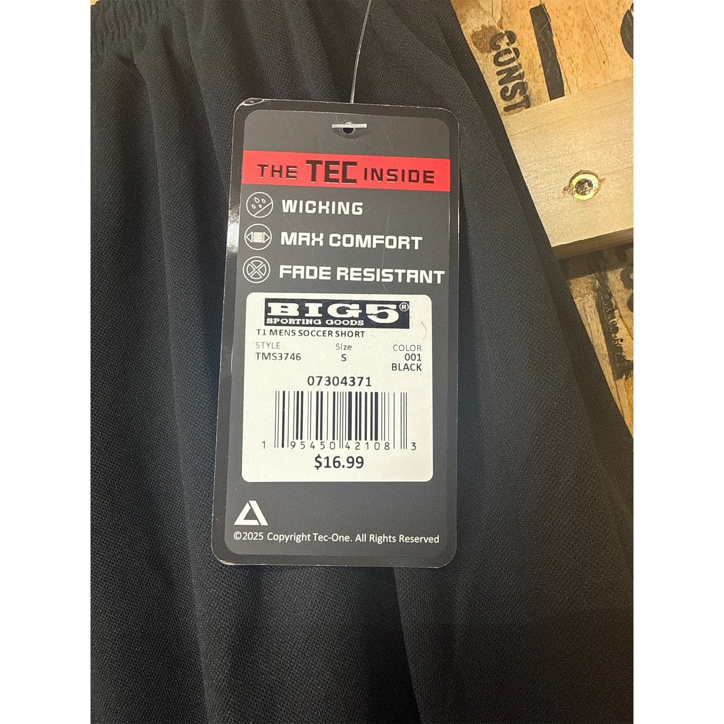 TEC-ONE Men's Soccer 7" Shorts, Black - Size Small