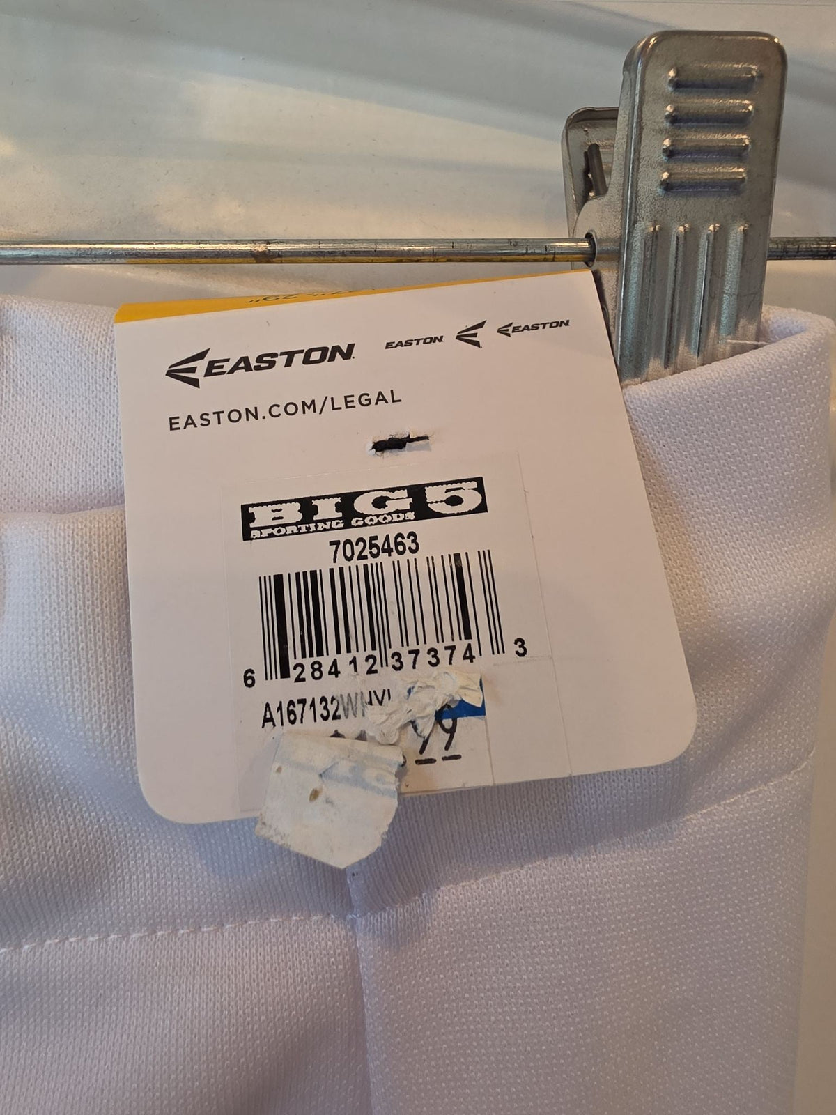 Easton Youth Pro Pull-Up Baseball Pants - White, Large