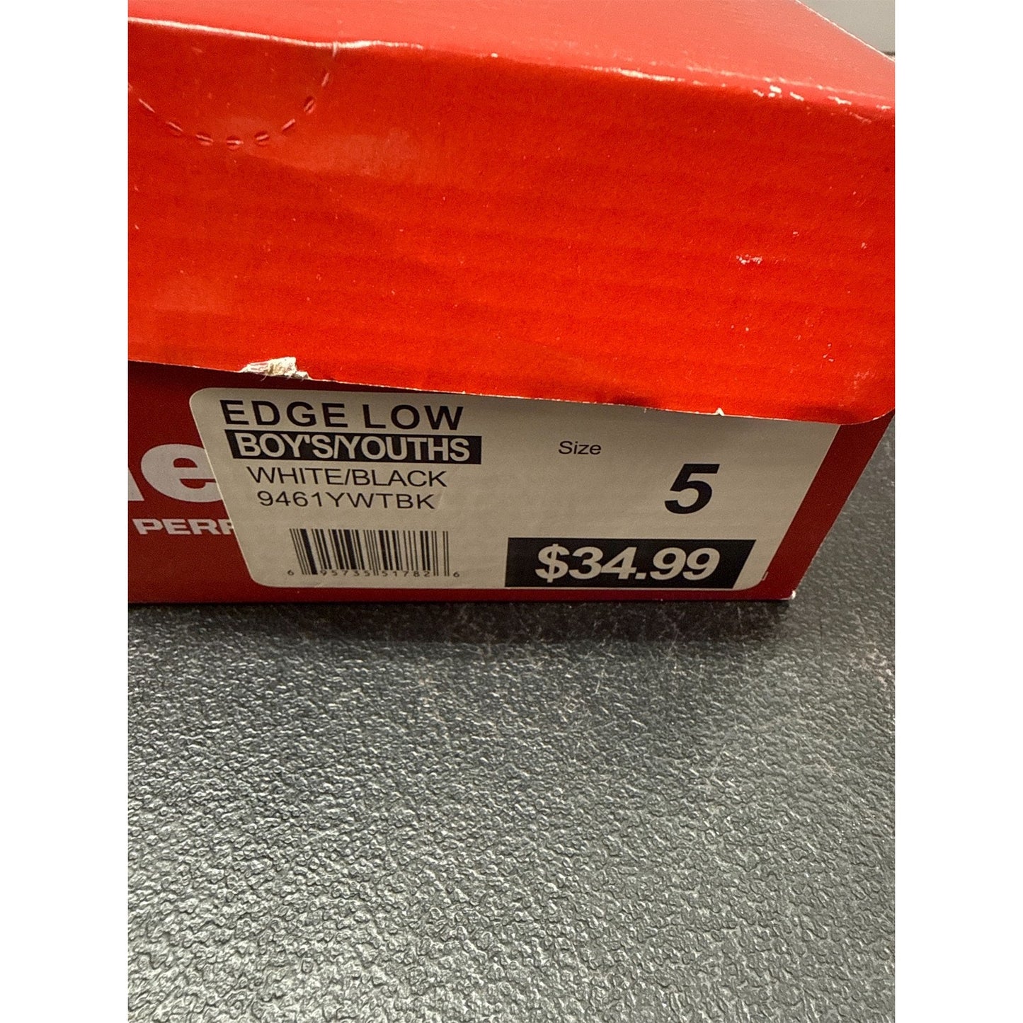 Riddell Edge Low Youth RM Football Cleats- Size 5 White/Black