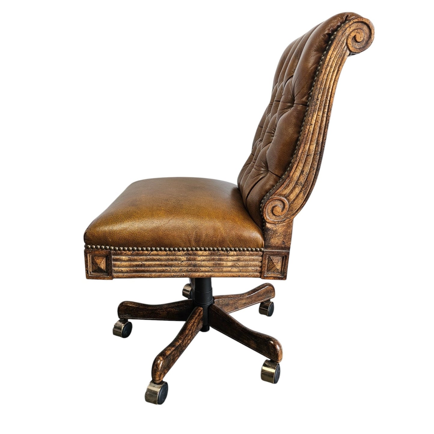Our House Designs Custom Armless Executive Swivel Office Chair with Hand Tufting