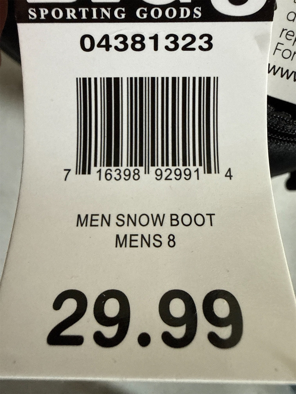WFS Men's Black Snow Boots, Size 8