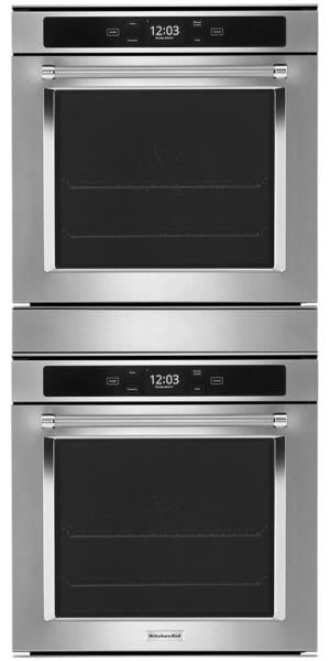 KitchenAid - 24" Built-In Electric Convection Double Wall Oven w/WiFi - Stainless Steel