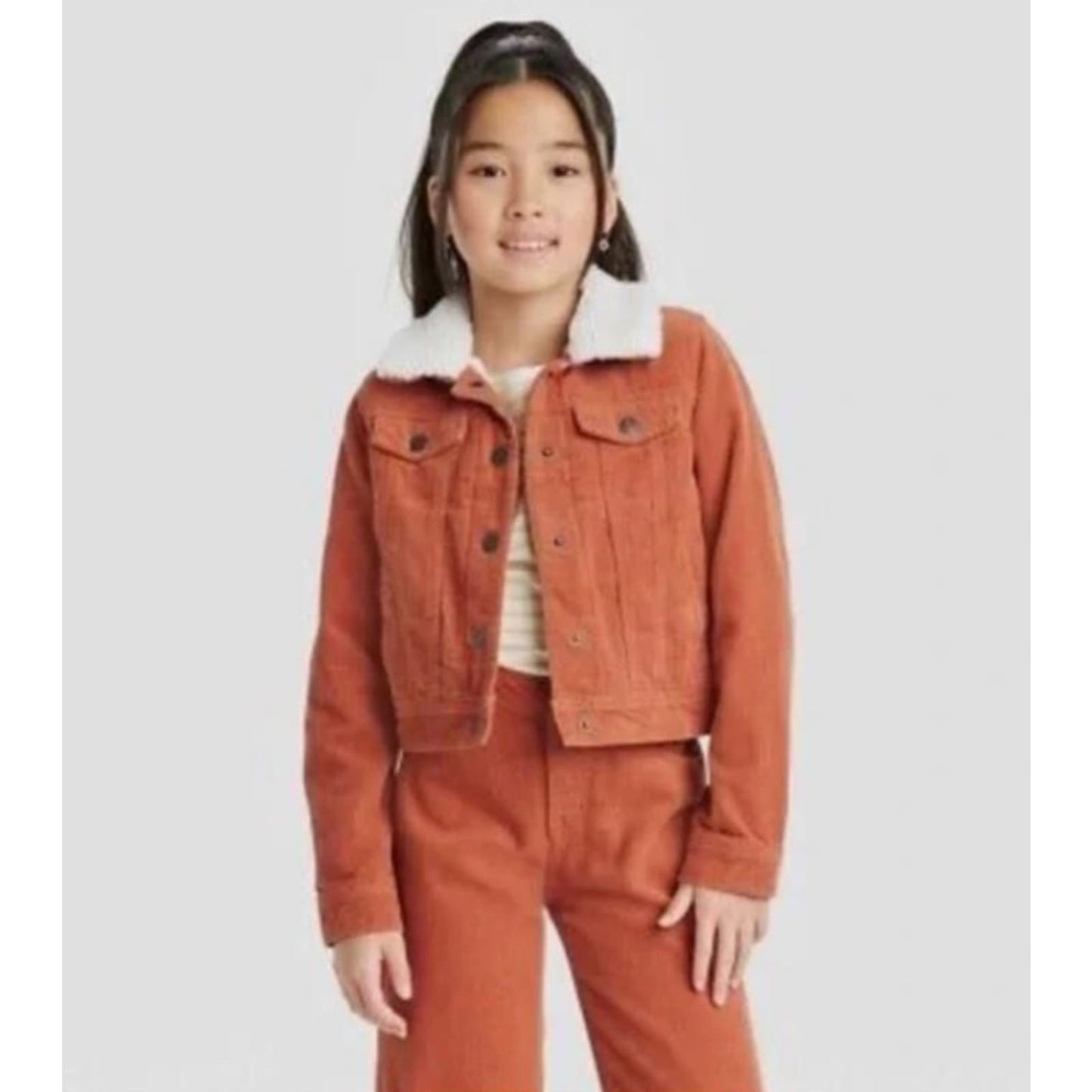 Cat & Jack Girls Corduroy Sherpa Lined Jacket, Size S