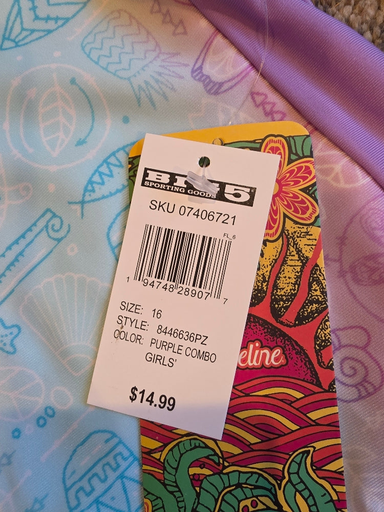 Pipeline Girls' Long Sleeve Rash Guard Swim Shirt, Size 16