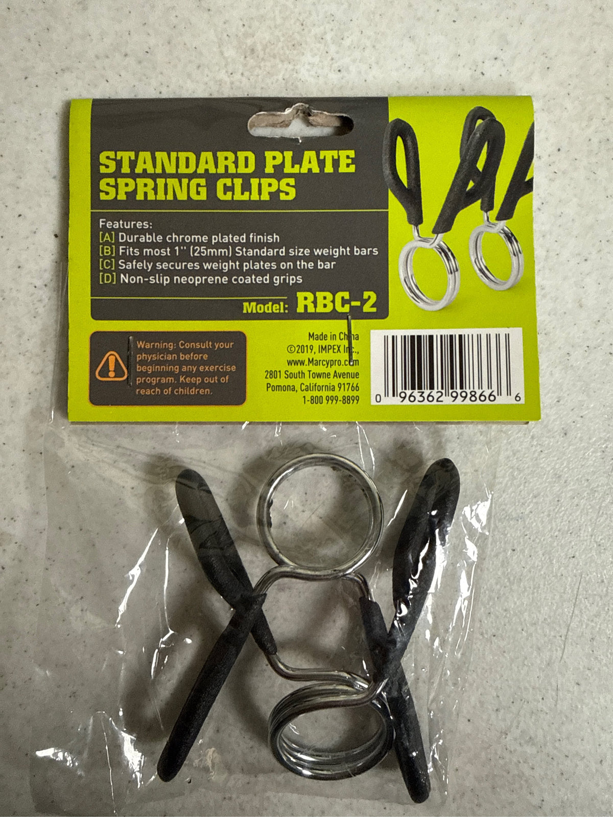 Marcy Standard Steel Barbell Spring Clip Collars, 2-Pack