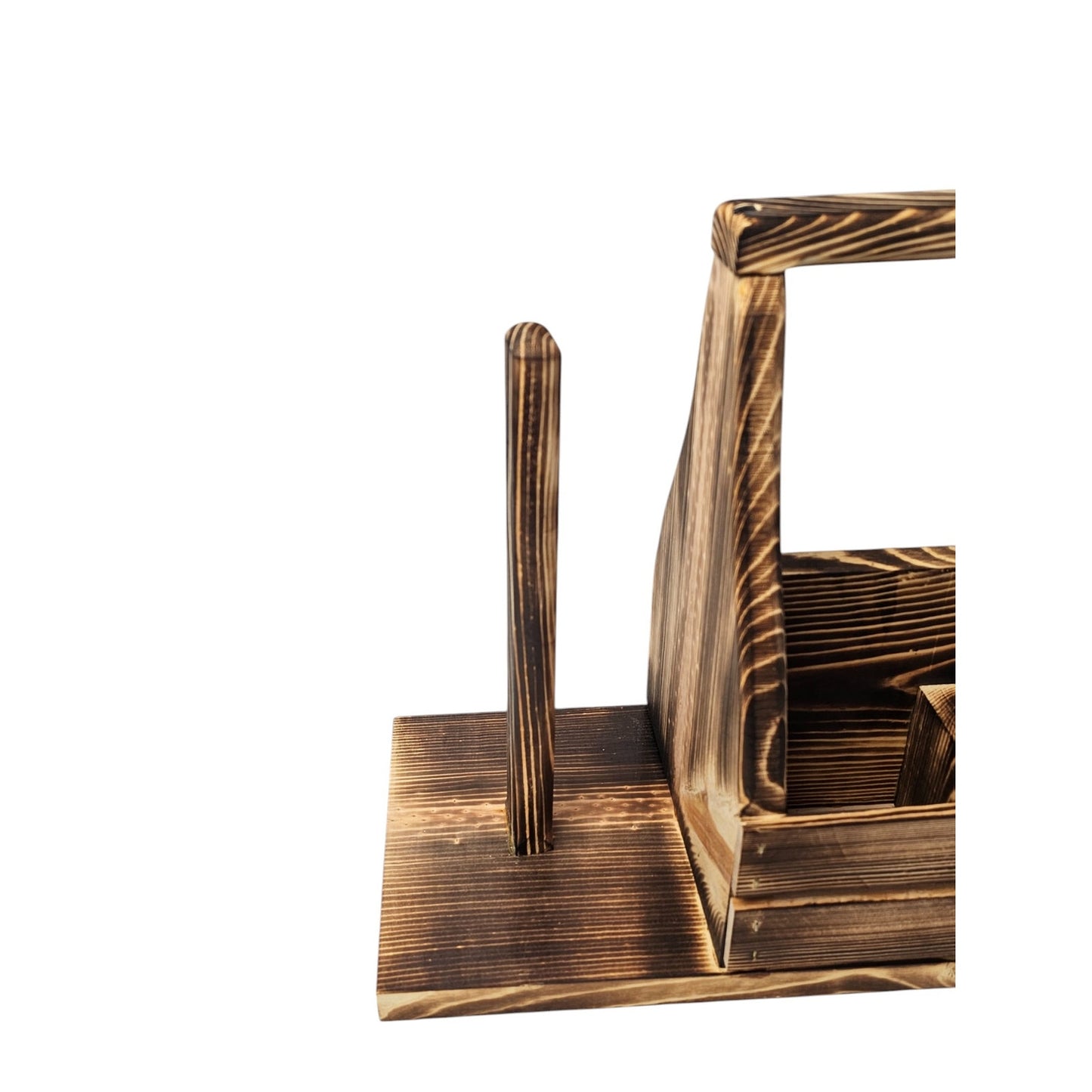 Wooden Picnic BBQ Caddy w/ Paper Towel & Condiment Holder - Made in Utah