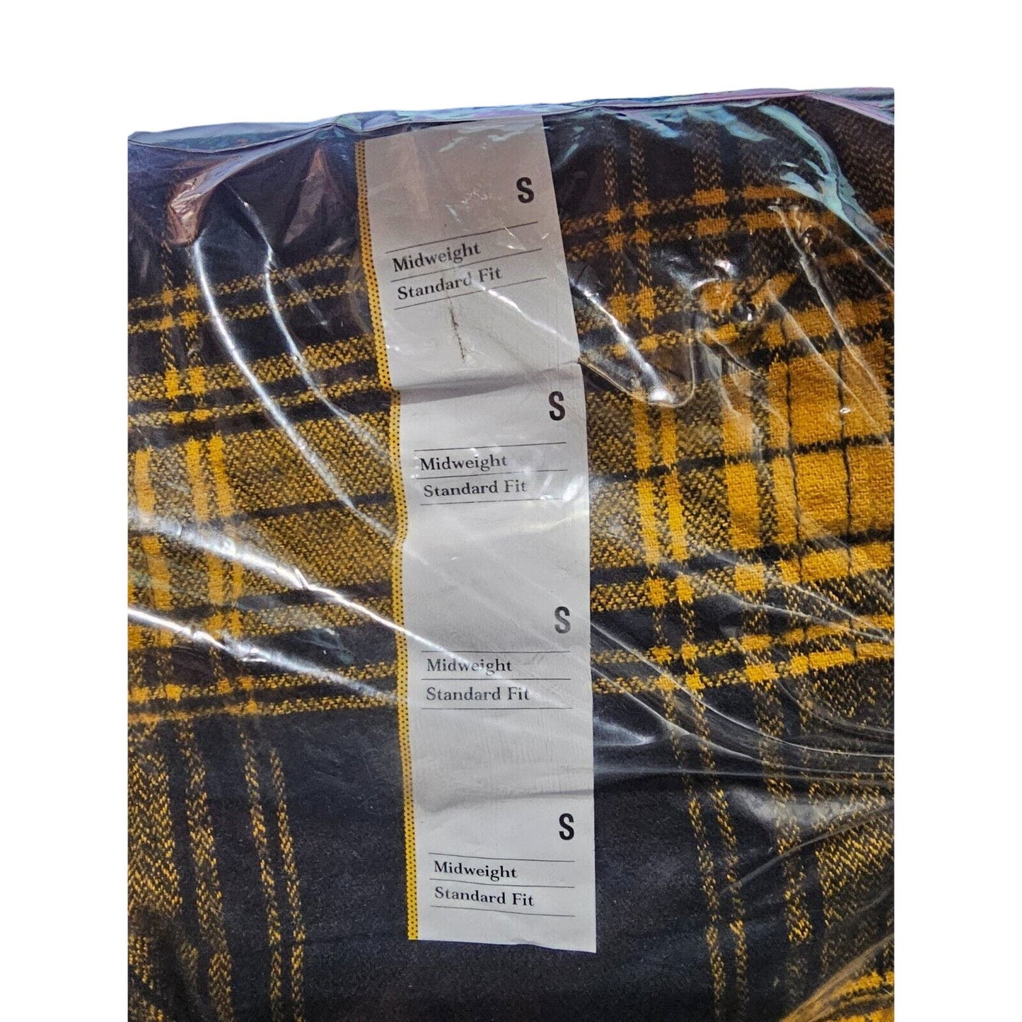 Goodfellow & Co Men's Size S Black & Mustard Plaid Midweight Flannel Button-Down
