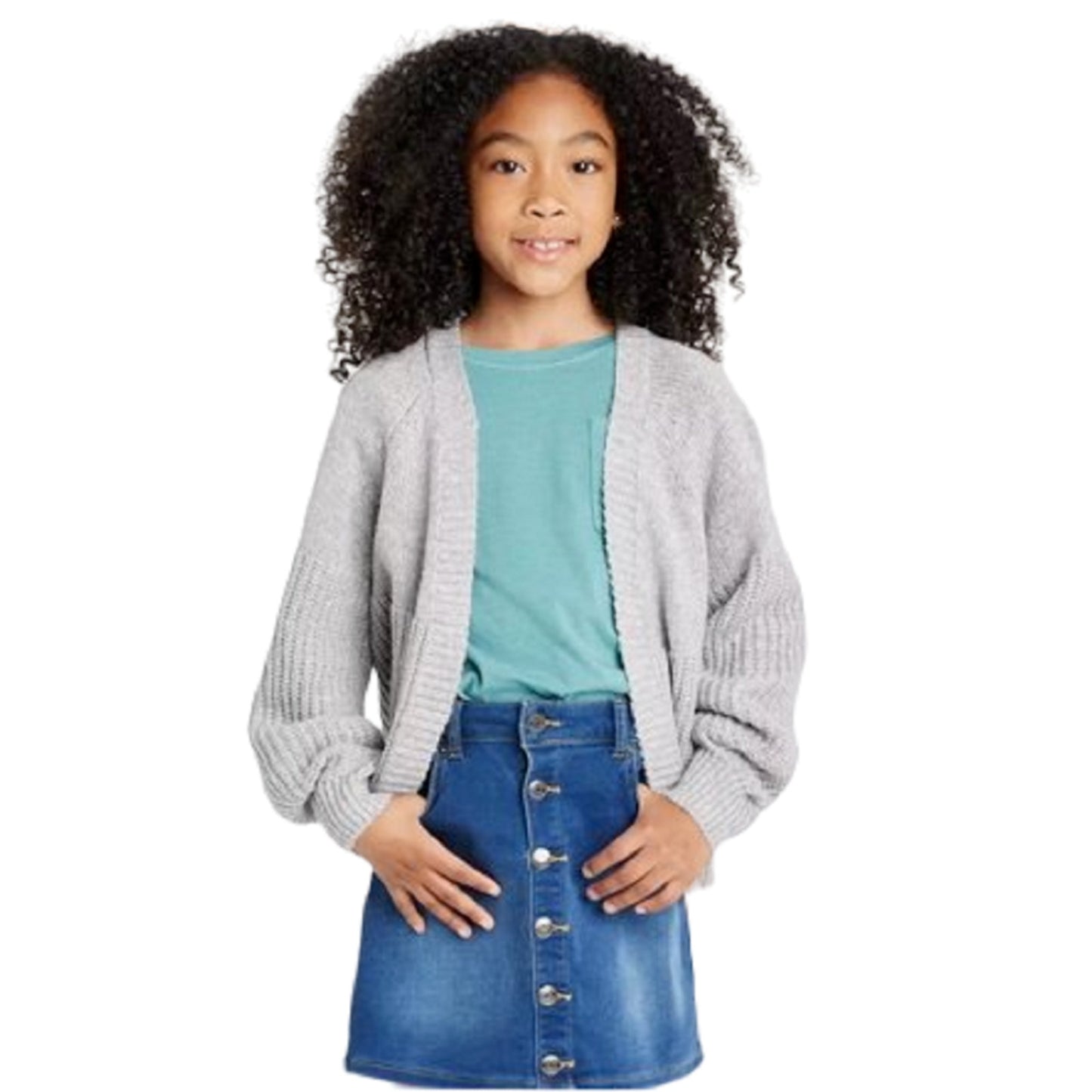 Girls Short Open Layering Cardigan Cat & Jack Heather Gray Size XL