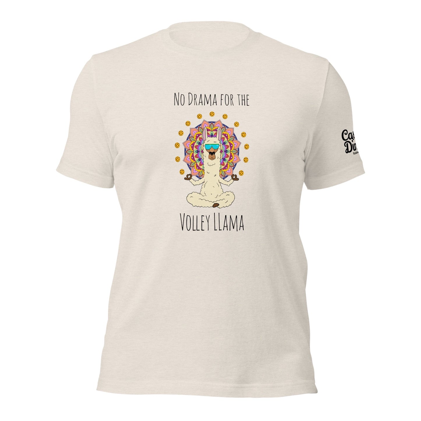 Casual Dinker Pickleball Co, Volley Llama, Unisex T-shirt, Tan