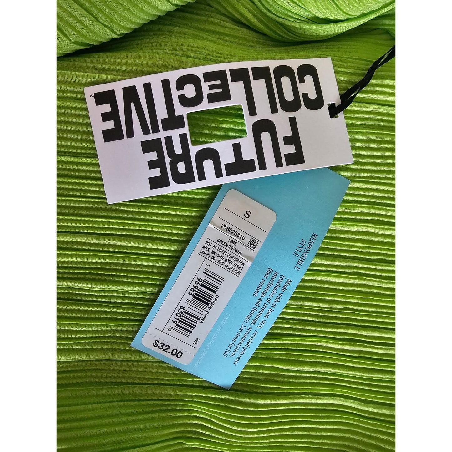 Future Collective Lime Green Long Sleeved Crop Top S