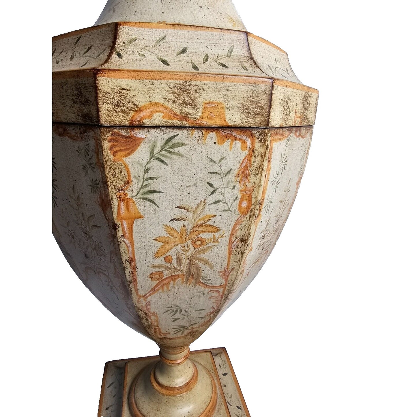 2 Large Vintage Hand Painted Lidded Antique French Vases
