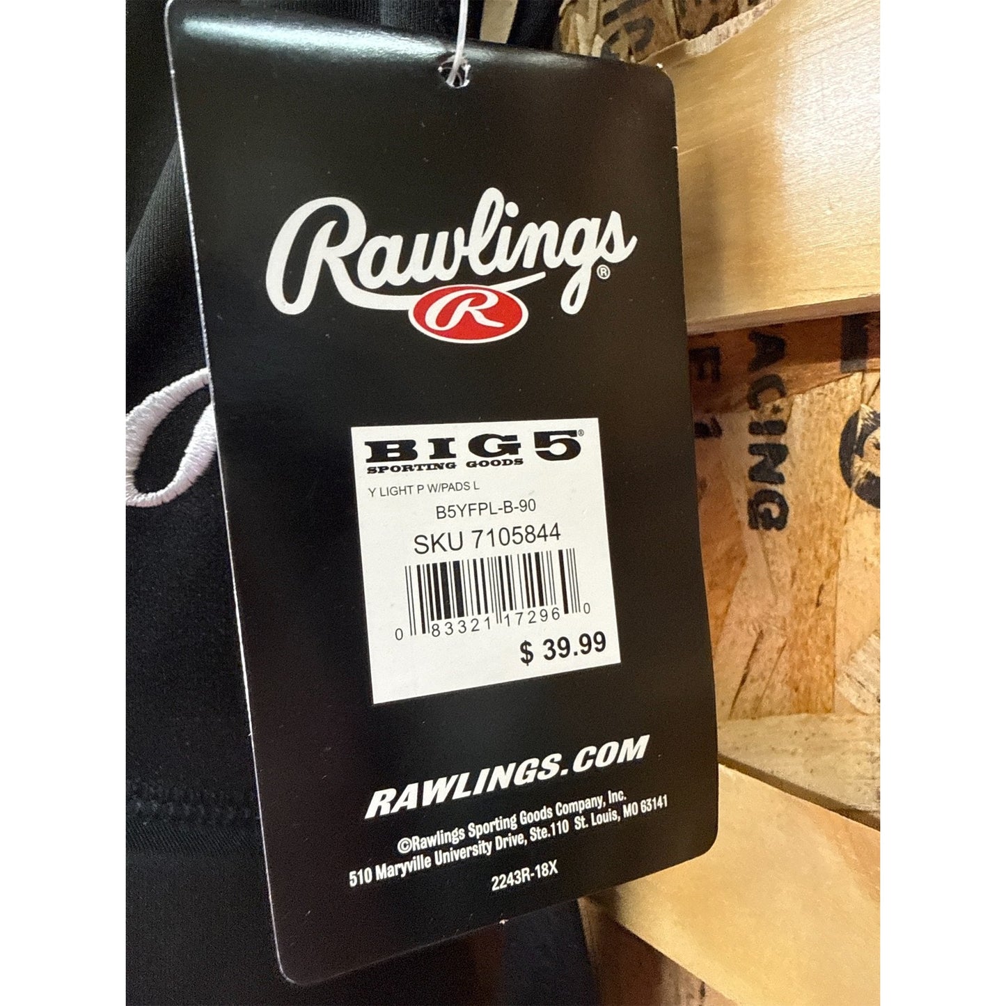 Rawlings Kids Large Padded Football Pants - Black, Performance & Protection, L