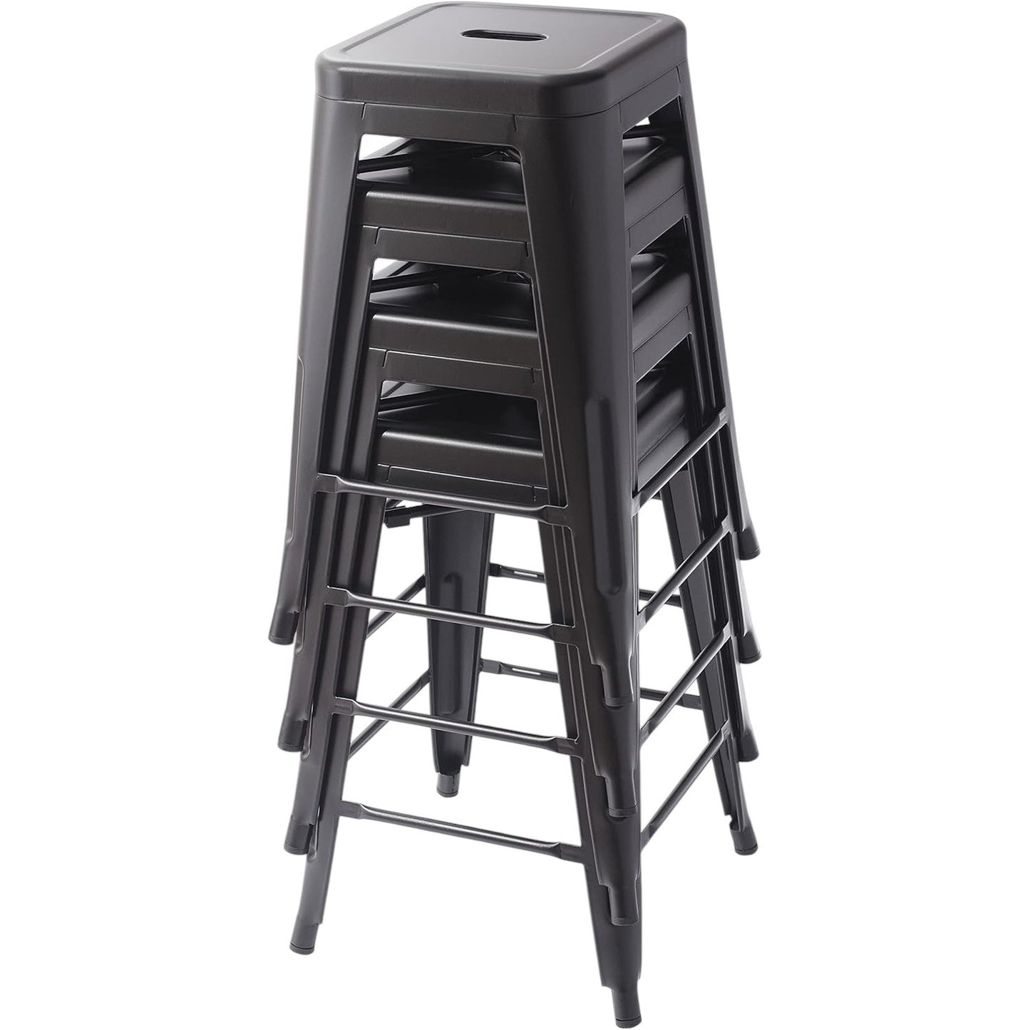 Amazon Basics Metal Bar Stools - 24-Inch, Set of 4, Black