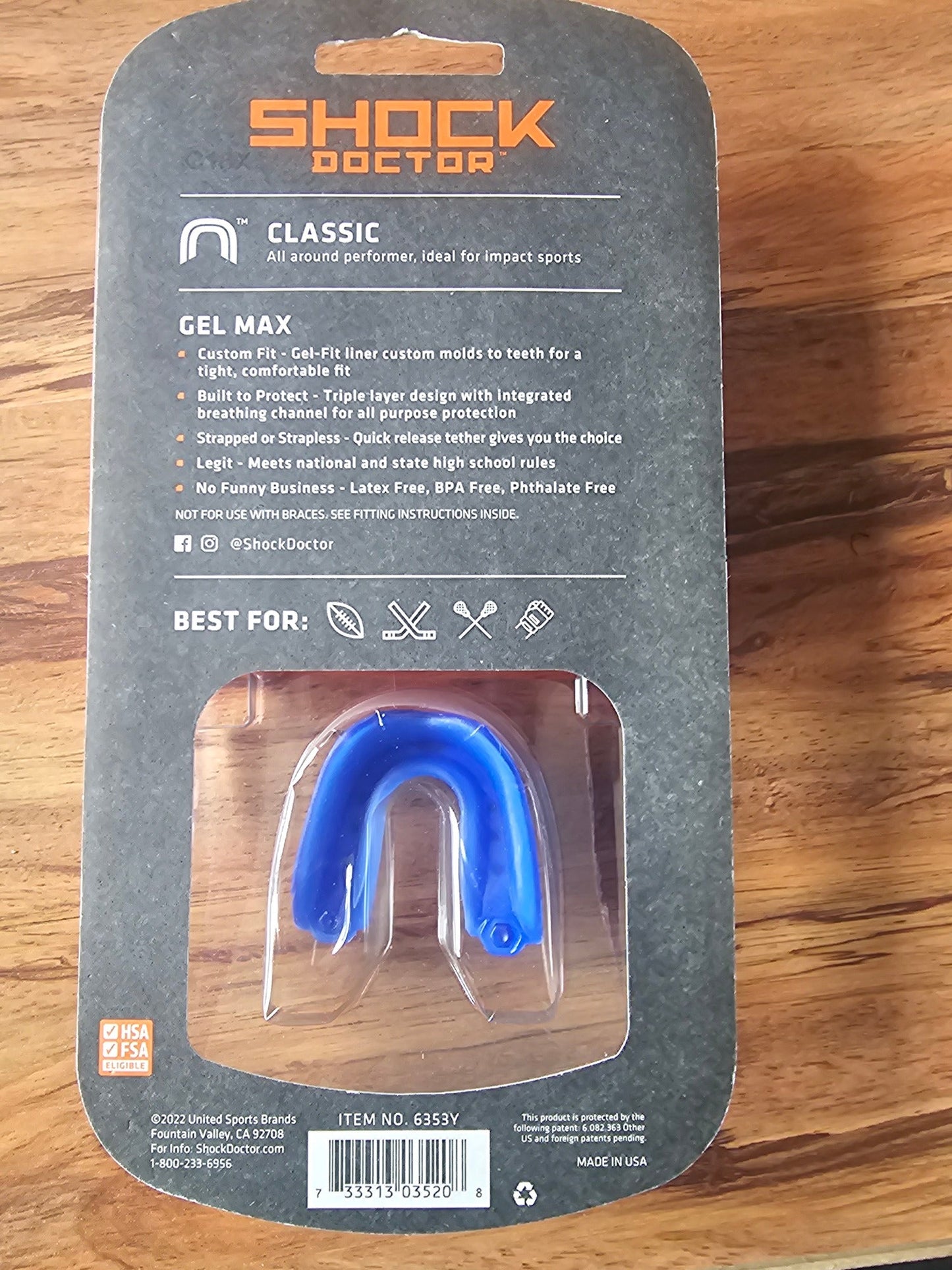 Shock Doctor Youth Gel Max Flavored Convertible Mouthguard - Blue