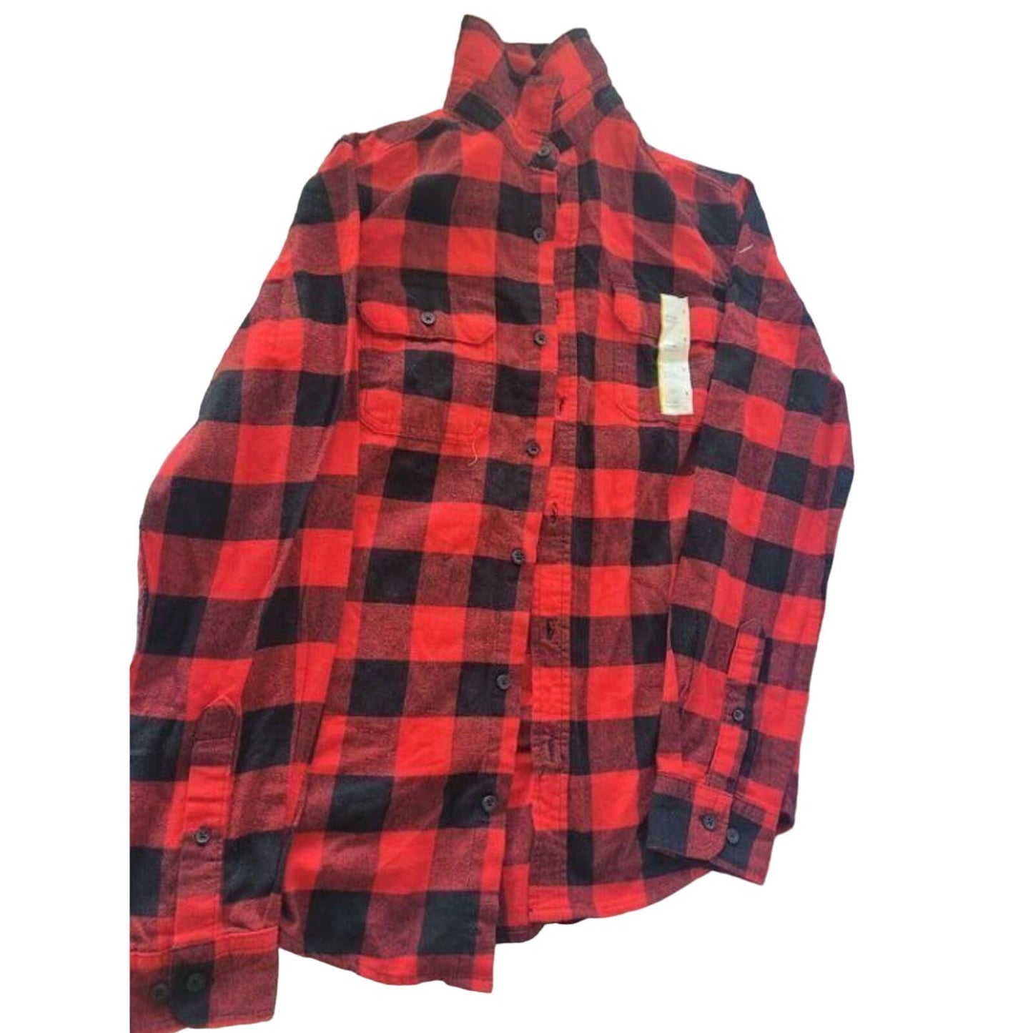 Goodfellow & Co Men's Red Plaid Heavyweight Standard Fit Flannel Shirt, Size S