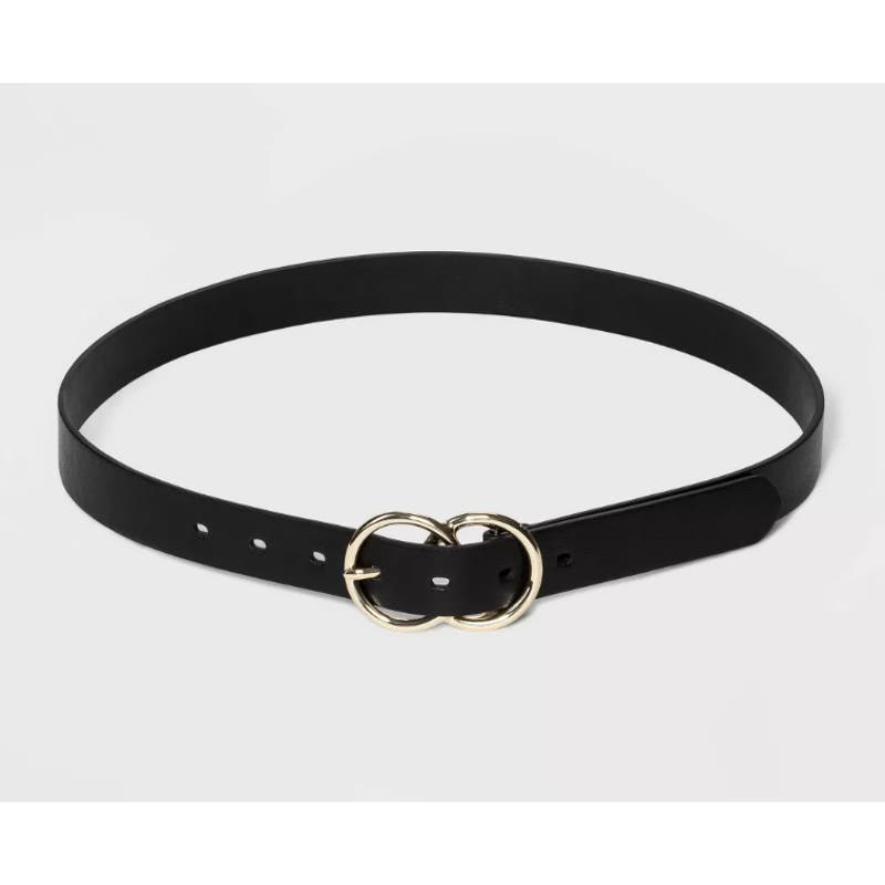 Women's Double Buckle Belt - A New Day™ Black Size M