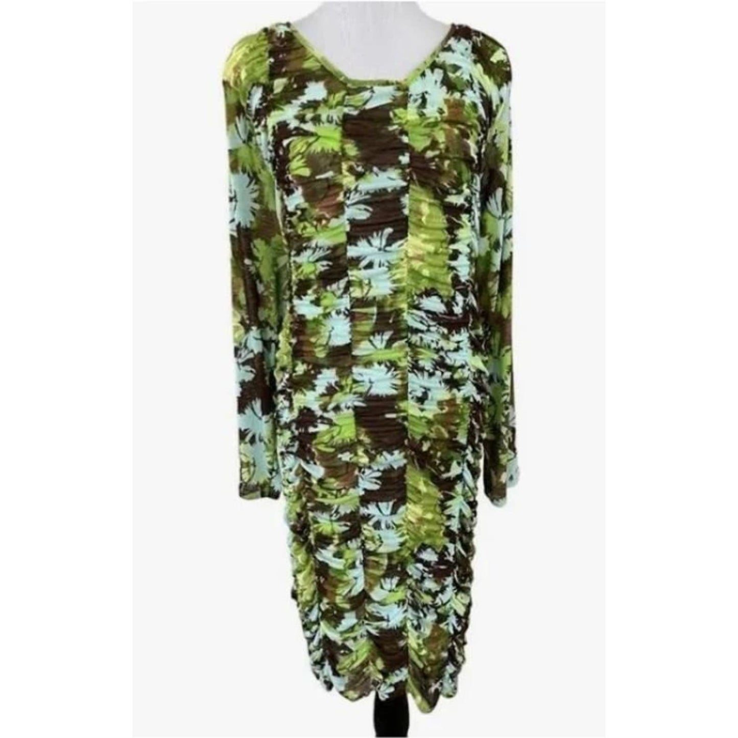 Future Collective Ruched Bodycon Mini Green Dress, Size S