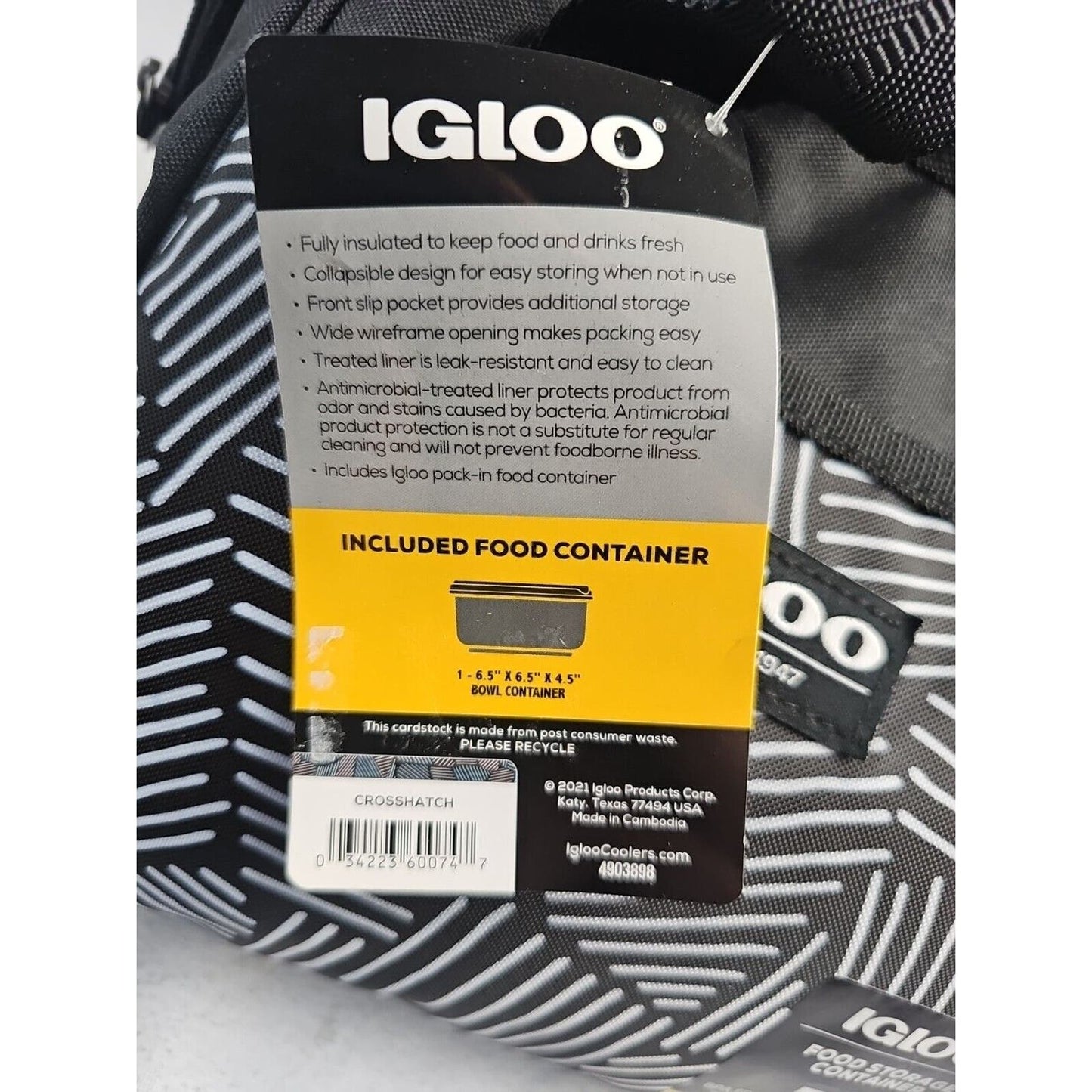 Igloo Print Essentials Leftover Lunch Tote with Pack Ins - Black