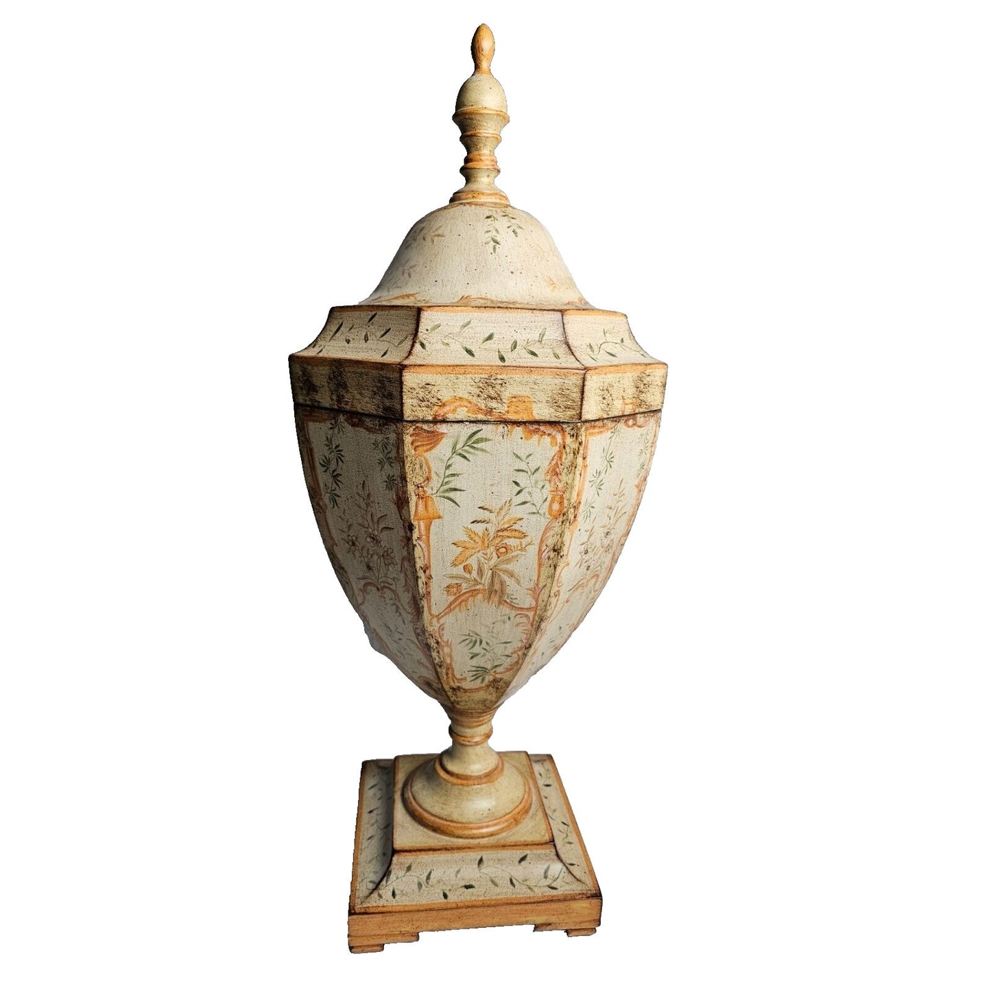 2 Large Vintage Hand Painted Lidded Antique French Vases