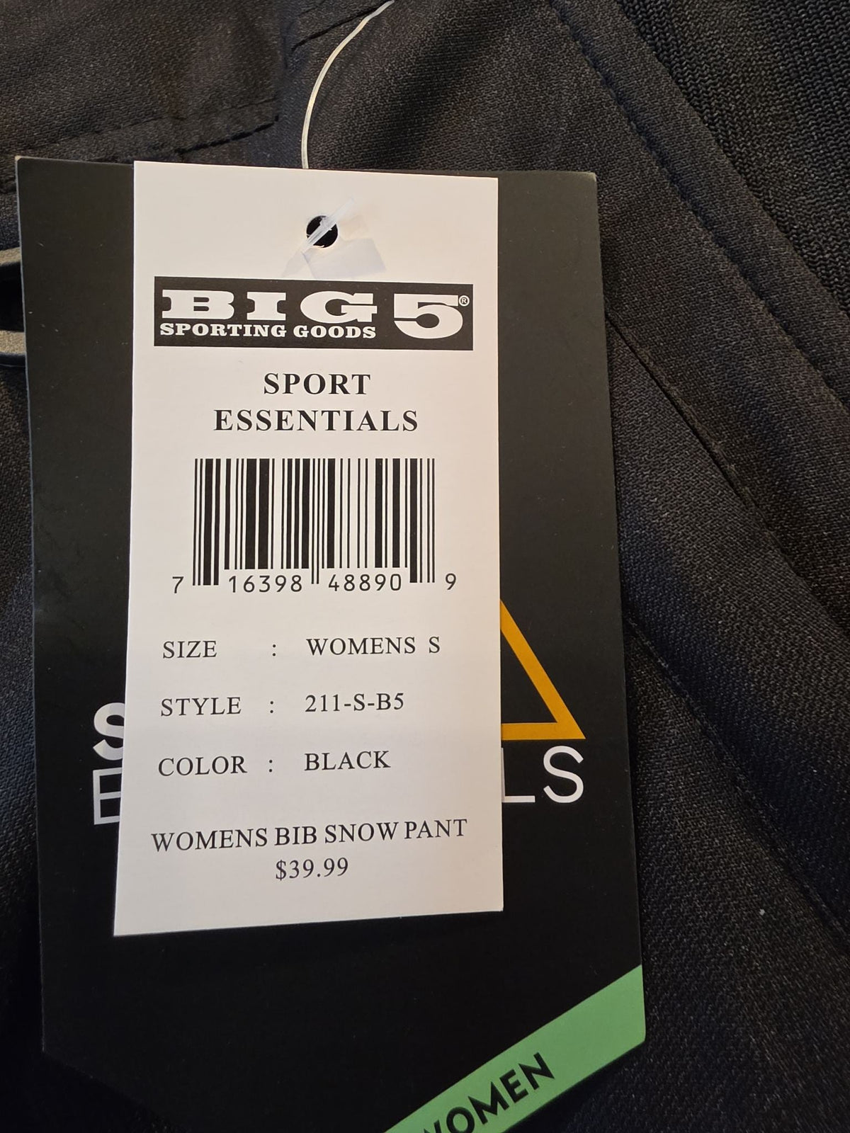 Sport Essentials Women's Black Snow Bib Pants - Small