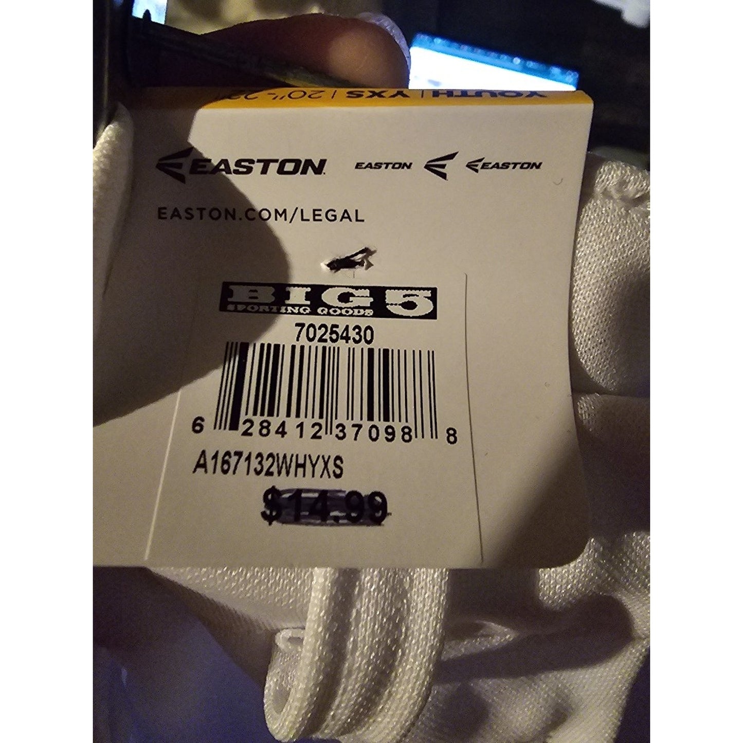 Easton Youth Pro Pull-Up Baseball Pants- White Youth XS