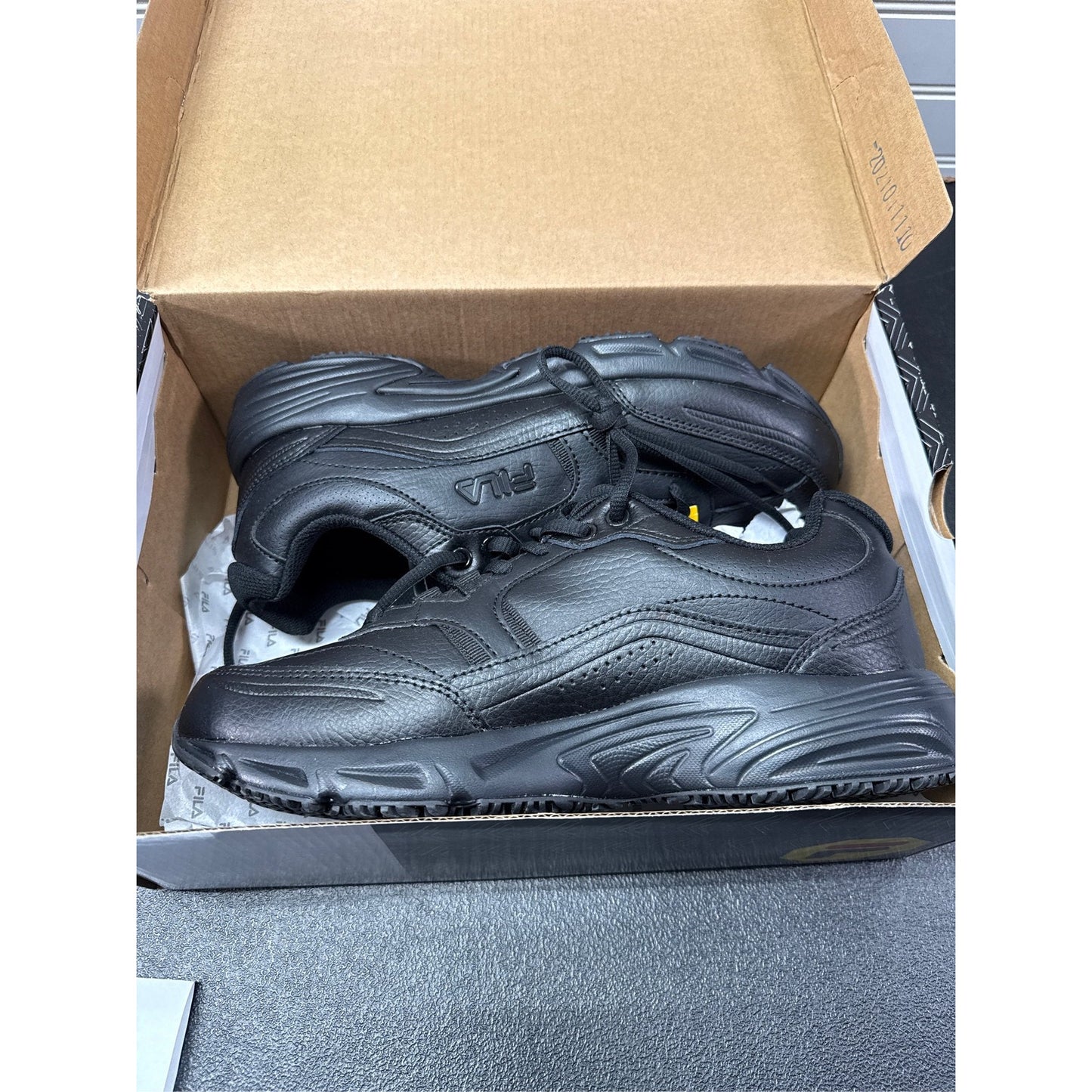 Fila Men's Memory Workshift Slip Resistant Athletic Shoes - Black, Size 9(M)