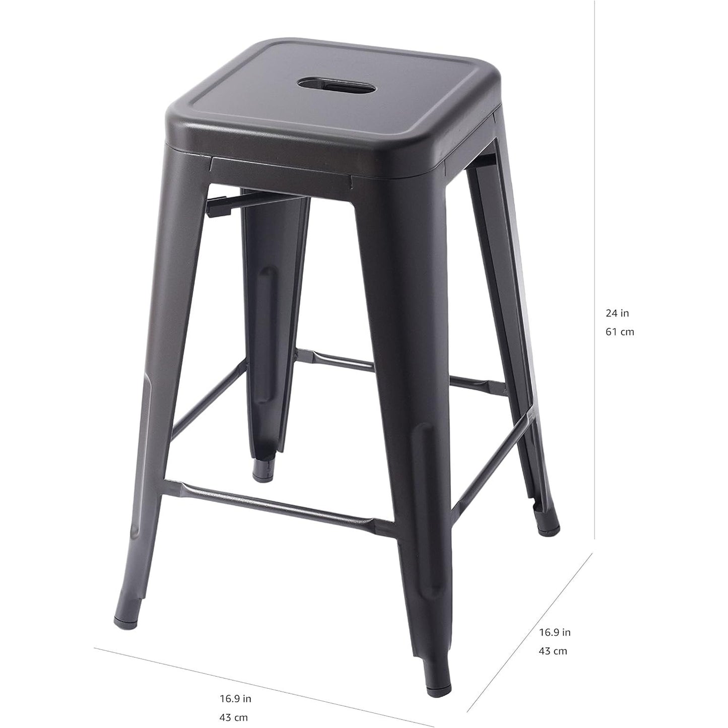 Amazon Basics Metal Bar Stools - 24-Inch, Set of 4, Black