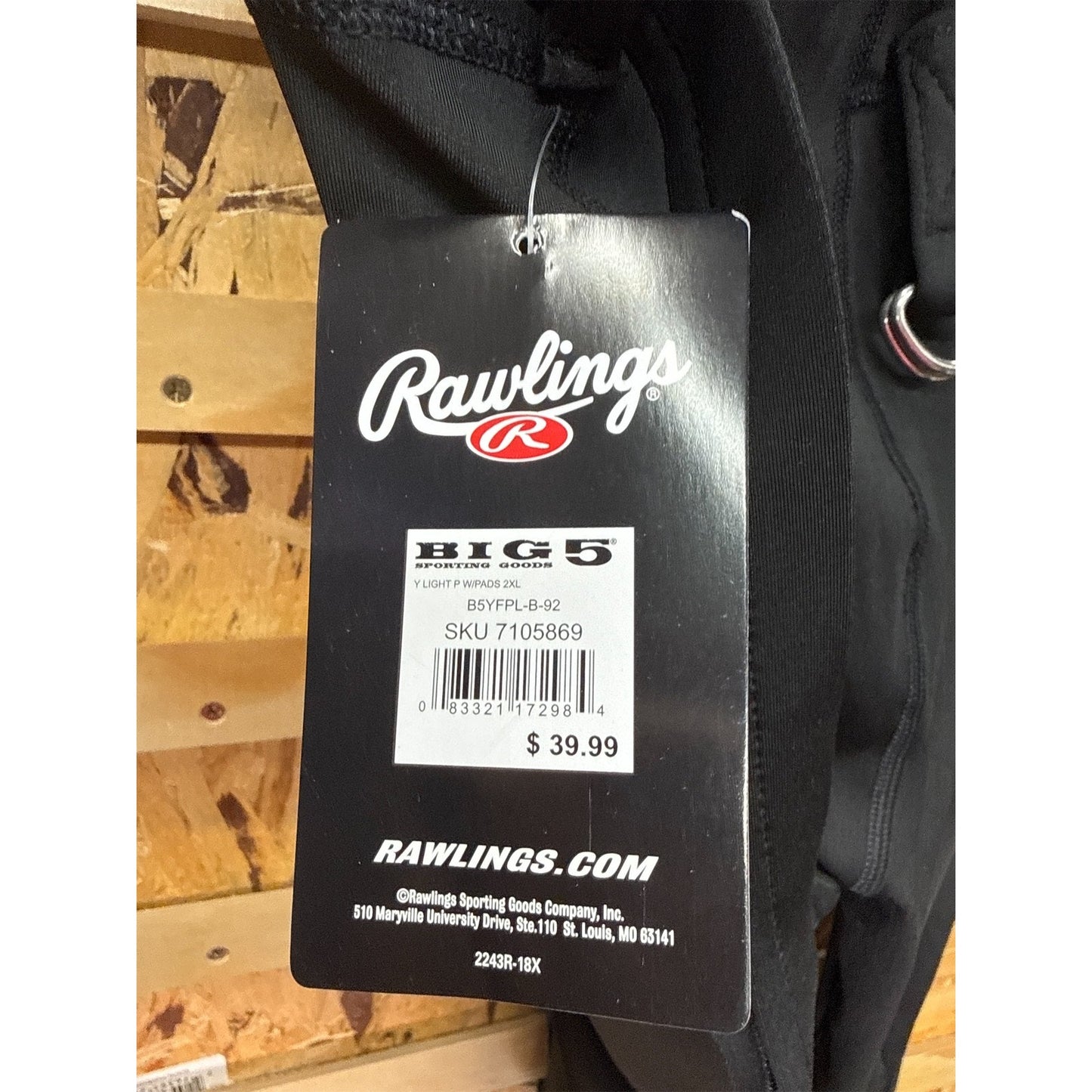 Rawlings Kids 2XL Padded Football Pants - Black, Performance & Protection