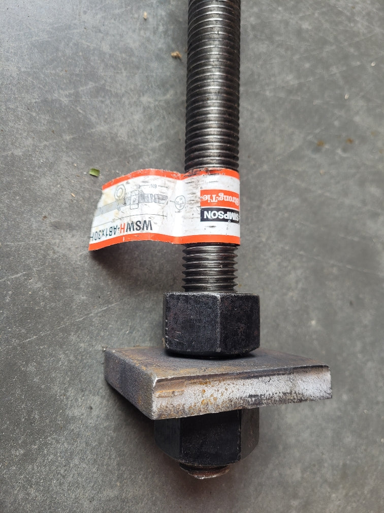 Simpson Strong-Tie Strong-Wall WSWH-AB Series WSWH-AB1X30HS Wood Shearwall Anchor Bolt, 1 in Dia, 30 in L, Carbon Steel