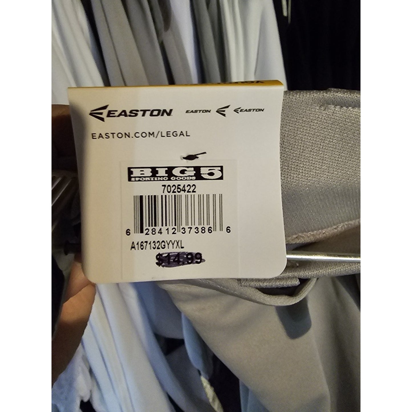 Easton Youth Pro Pull-Up Baseball Pants- Grey Youth XL